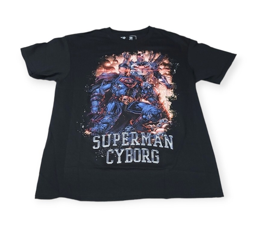 Superman Cyborg Graphic Retro Comic Super Hero DC Cool T Shirt Size M