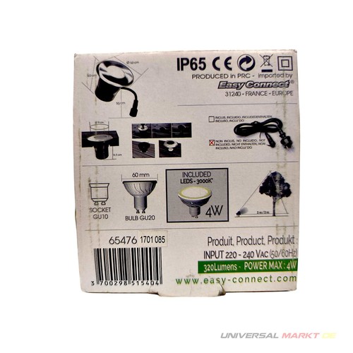 Easy Connect 65476 – Einbauleuchte, IP65, LED, GU10, Warmweiß 3000K, 4 W - Bild 9 von 10