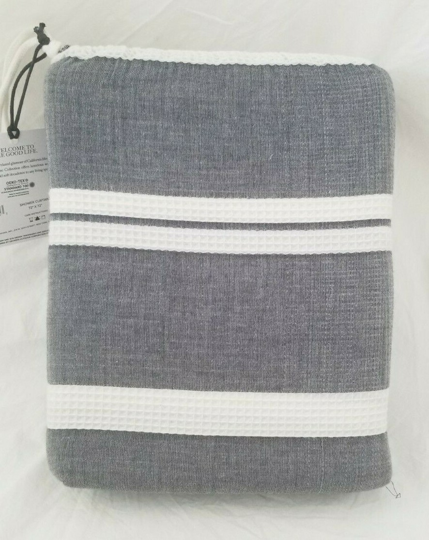 UGG Tatiana White & Grey Fabric Shower Curtain 72" x 72" 98 NIP eBay