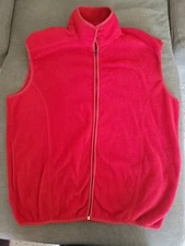 Vintage Russell Therma- Power Athletic Red Fleece Full  Zip  Large Vest EUC