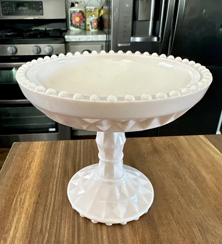Jeanette Pink Milk Glass Vintage Compote