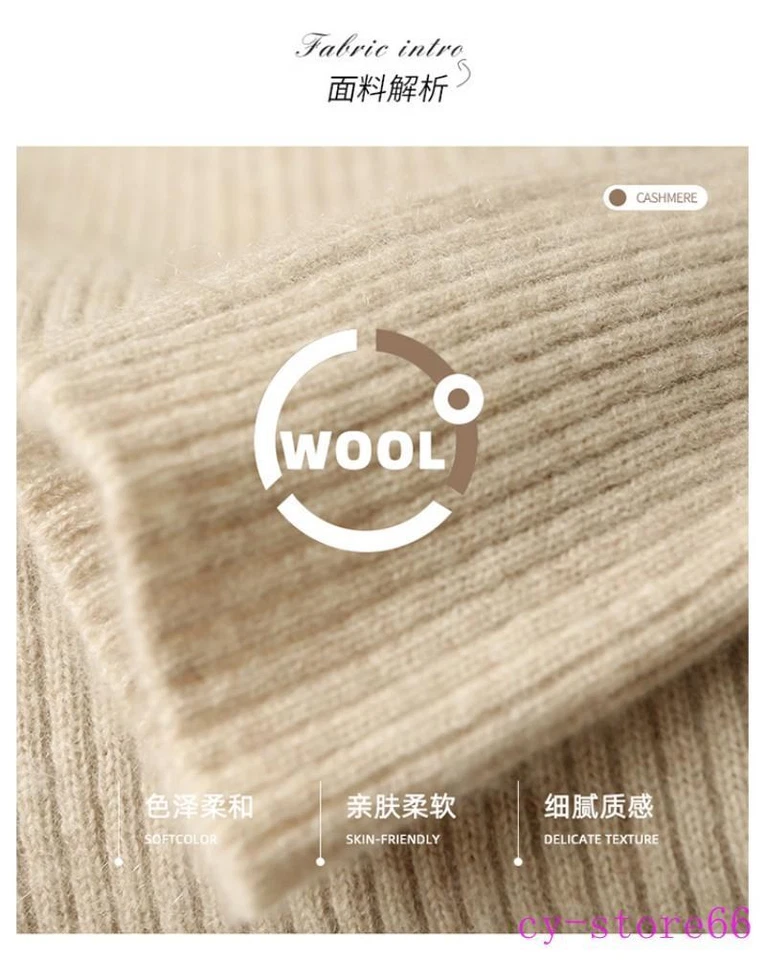 Maxi falda larga de lana cuello alto 100 % cachemir tejido suéter vestido para mujer 2024 Foto 3 de 4