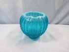Fenton Blue Opalescent Glass Rose Bowl Vase - Ribbed Tulip Design