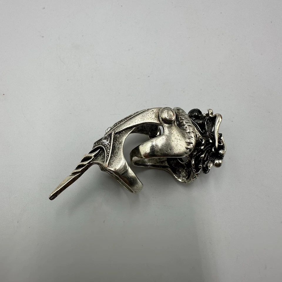 Anillo Dragón Hombre Armadura Articulada Completa Tono Plata Fantasía Gótica Talla 6 Foto 4 de 4