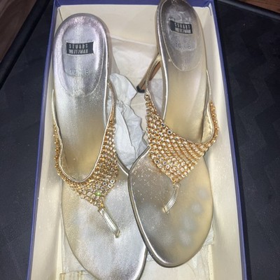 STUART WEITZMAN Spotlights Gold Supple Kid Slide size 10