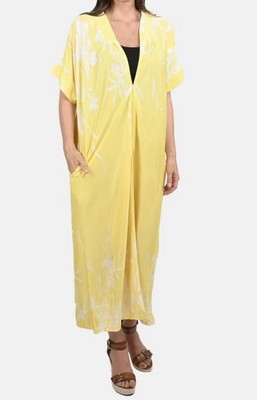 Anthony Richard s Yellow Hibiscus Zip Up House Dress With Pockets SZ 3XL New!