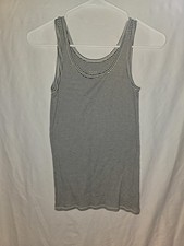 A New Day- Women's Striped Racerback Tank Top Cream/Black Ivory/Black M