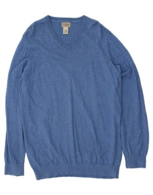 L.L.BEAN Herren Tall V-Neck Pullover Pulli XL Blau Baumwolle CM04