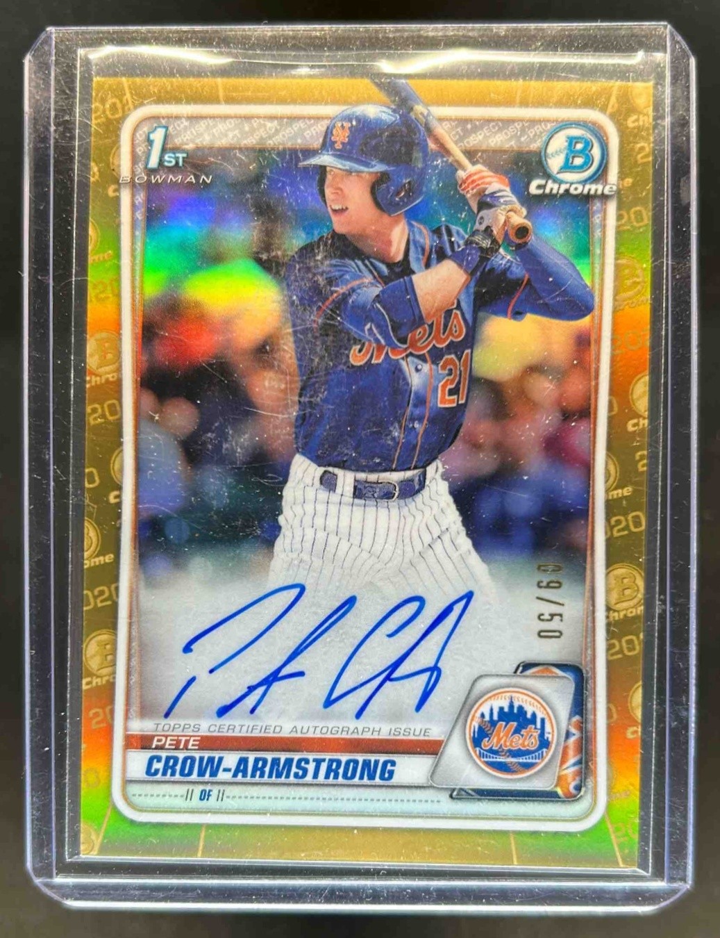 2020 Bowman Draft Pete Crow-Armstrong Chrome Auto 1st Gold Refractor #9/50