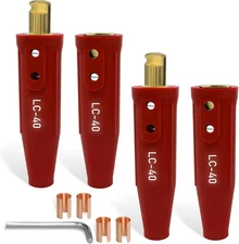 LC-40 PRO Series Welding Cable Connectors Set (4-Pack) (Red)