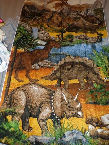 Fabric-cotton-Northcott STONEHENGE KIDS PREHISTORIC/ DINO PRINT /PANEL #3976