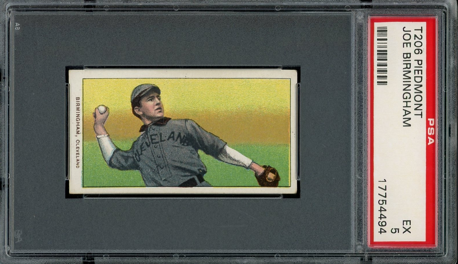 1909 T206 JOE BIRMINGHAM CLEVELAND Naps Horizontal CREASE-FREE *** PSA 5 ***