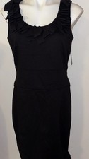 Just Taylor Little Black Dress Size 10 Sleeveless Ruffle Neck Cocktail Sheath