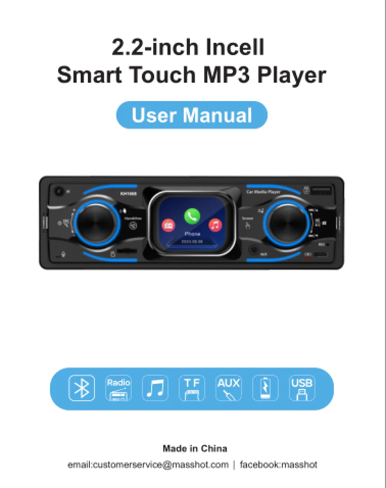 Car Stereo Radio Bluetooth FM SD Hands-free Audio Receiver W/7 Lighting Colors - Изображение 2 из 4