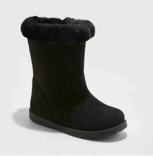 Cat Jack Toddler Girls' Karley Faux Fur Shearling Boots Black 9 or 11 New