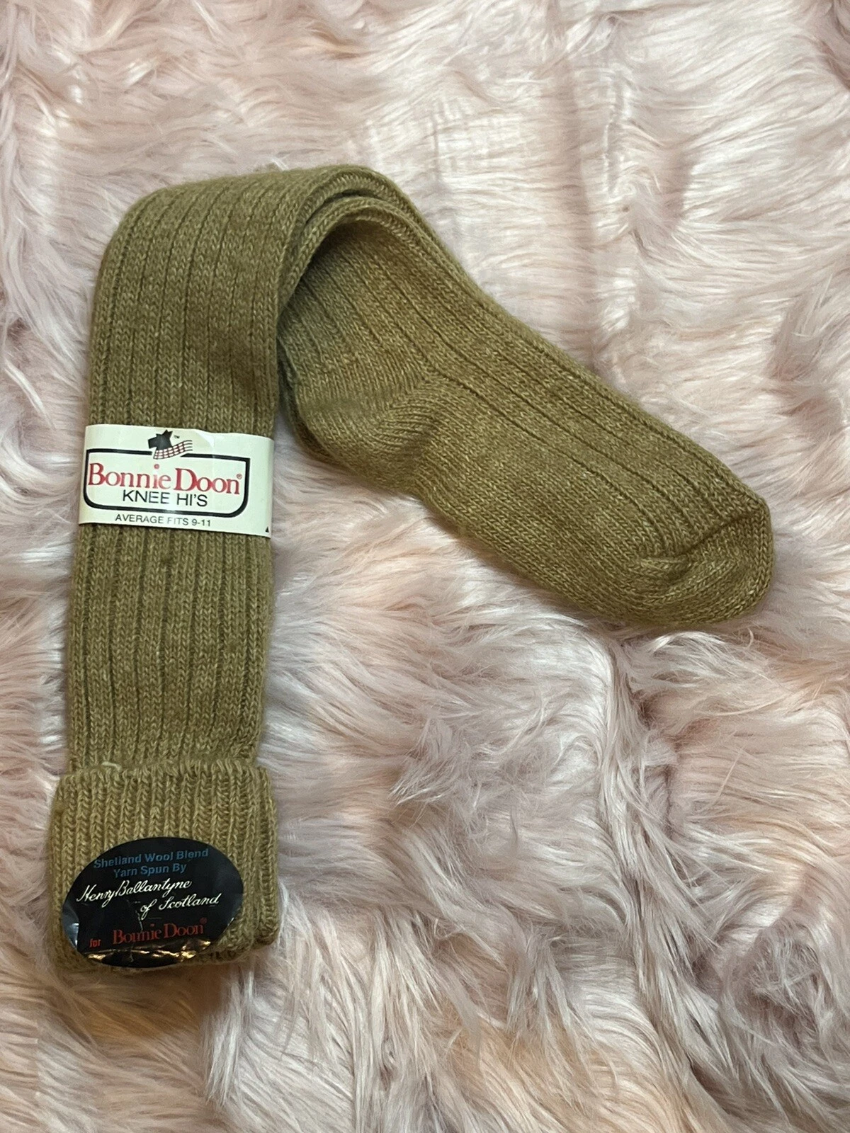 Chaussettes Hi vintage Bonnie Doon Tan marron genou taille 9 11 laine suprême acrylique