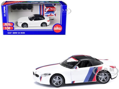 BMW Z4 M40I CABRIOLET WHITE W/EXTRA WHEELS & DECALS 1/50 DIECAST BY SIKU 2347 - Picture 1 of 5