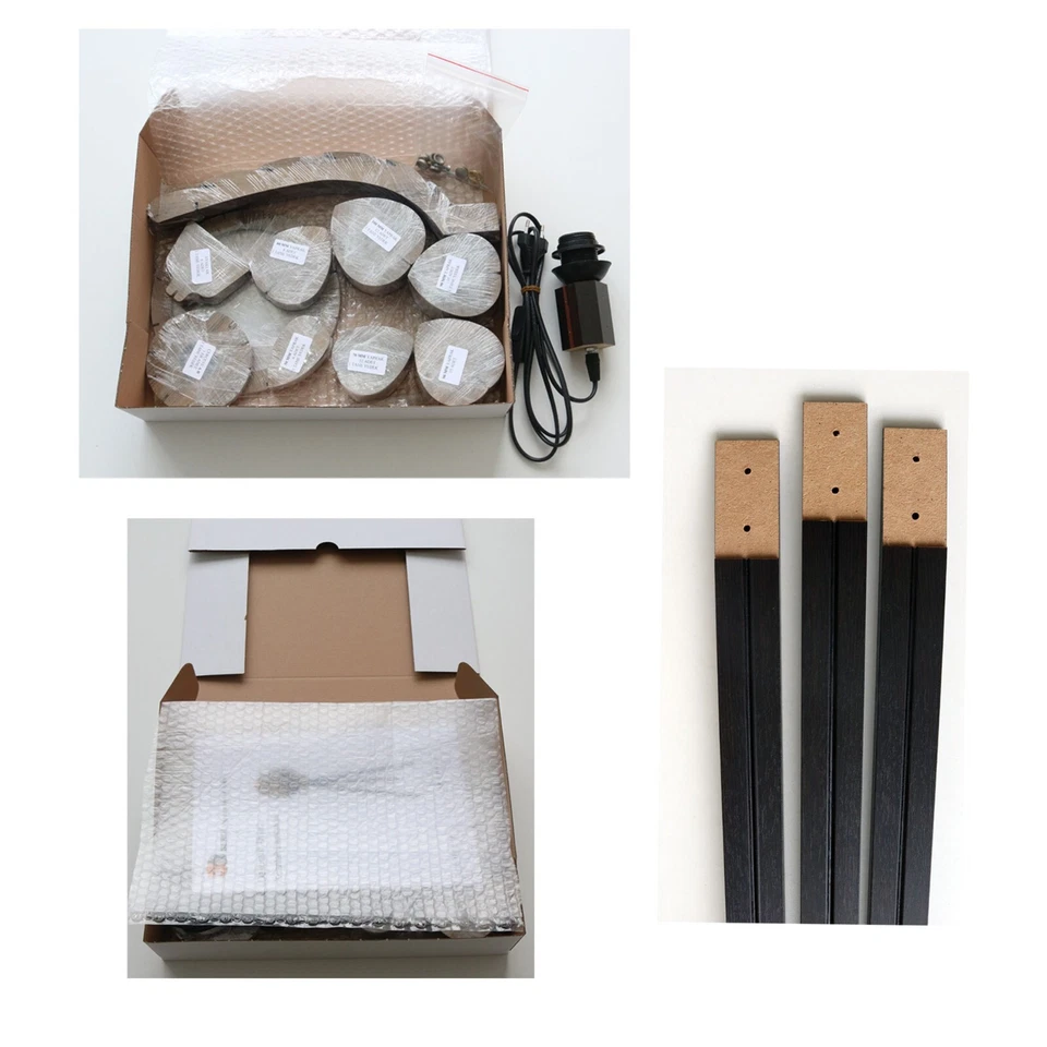 Lámpara de pie, lámparas de pie con trípode, pantalla decorativa, pantalla de madera decorativa Foto 4 de 4