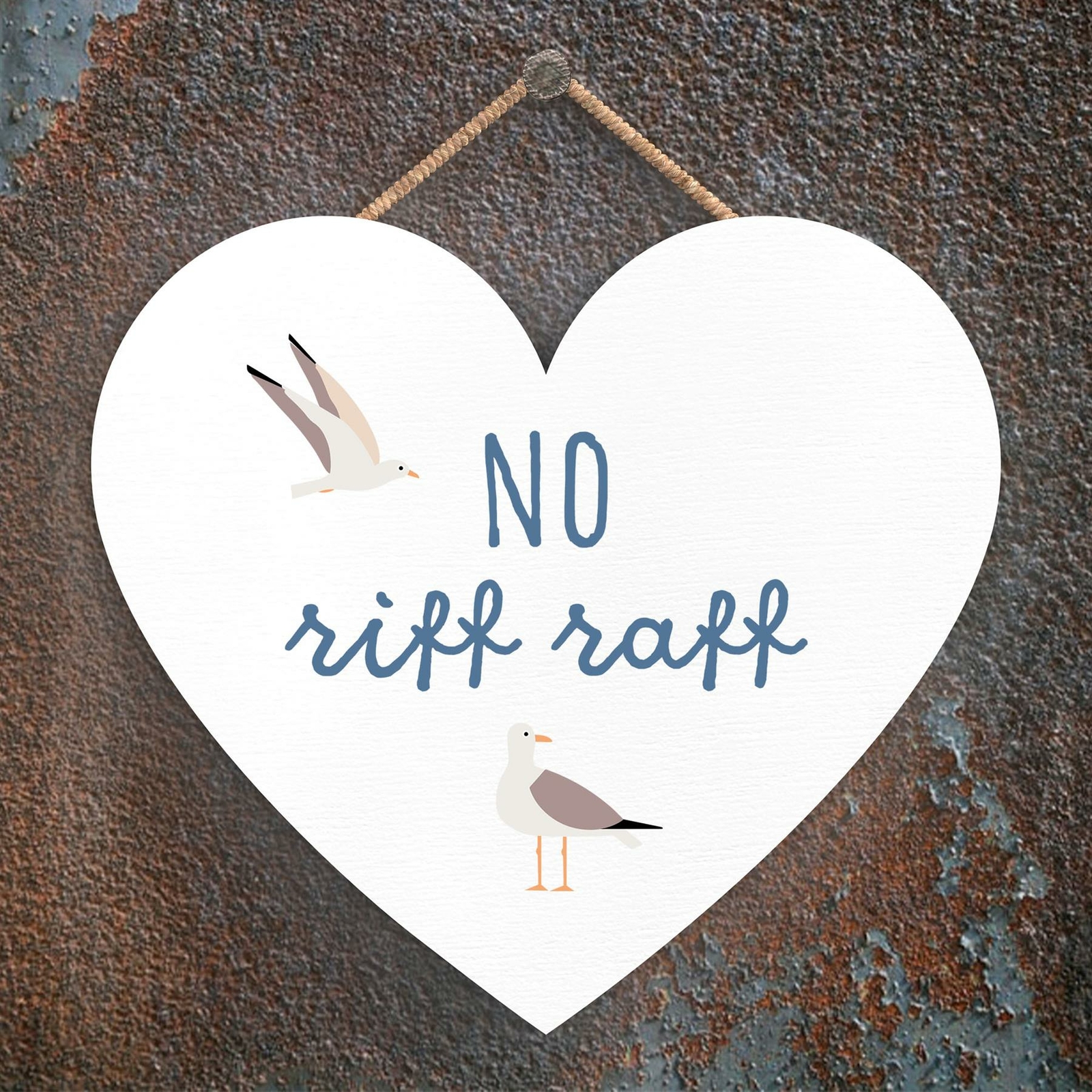 NO RIFF RAFF SEASIDE BEACH THEMED NAUTICAL HEART HANGING PLAQUE