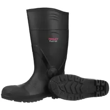 BLACK Mens PLAIN TOE Rubber Fishing Hunting Waterproof PVC Work Mud RAIN BOOTS