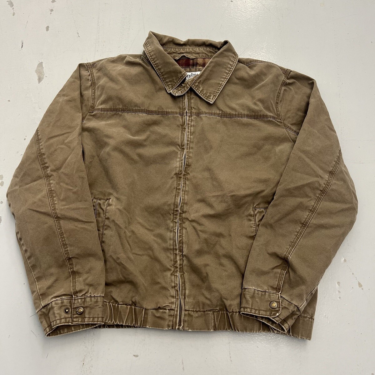 Vintage Columbia Sportswear Mens Flannel-Lined Heavy Brown Bomber