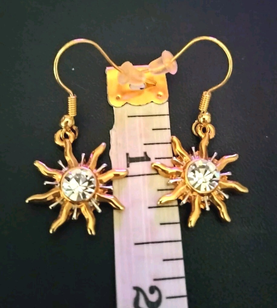 Vintage Celestial Rhinestone Dangle Earrings By P… - image 2
