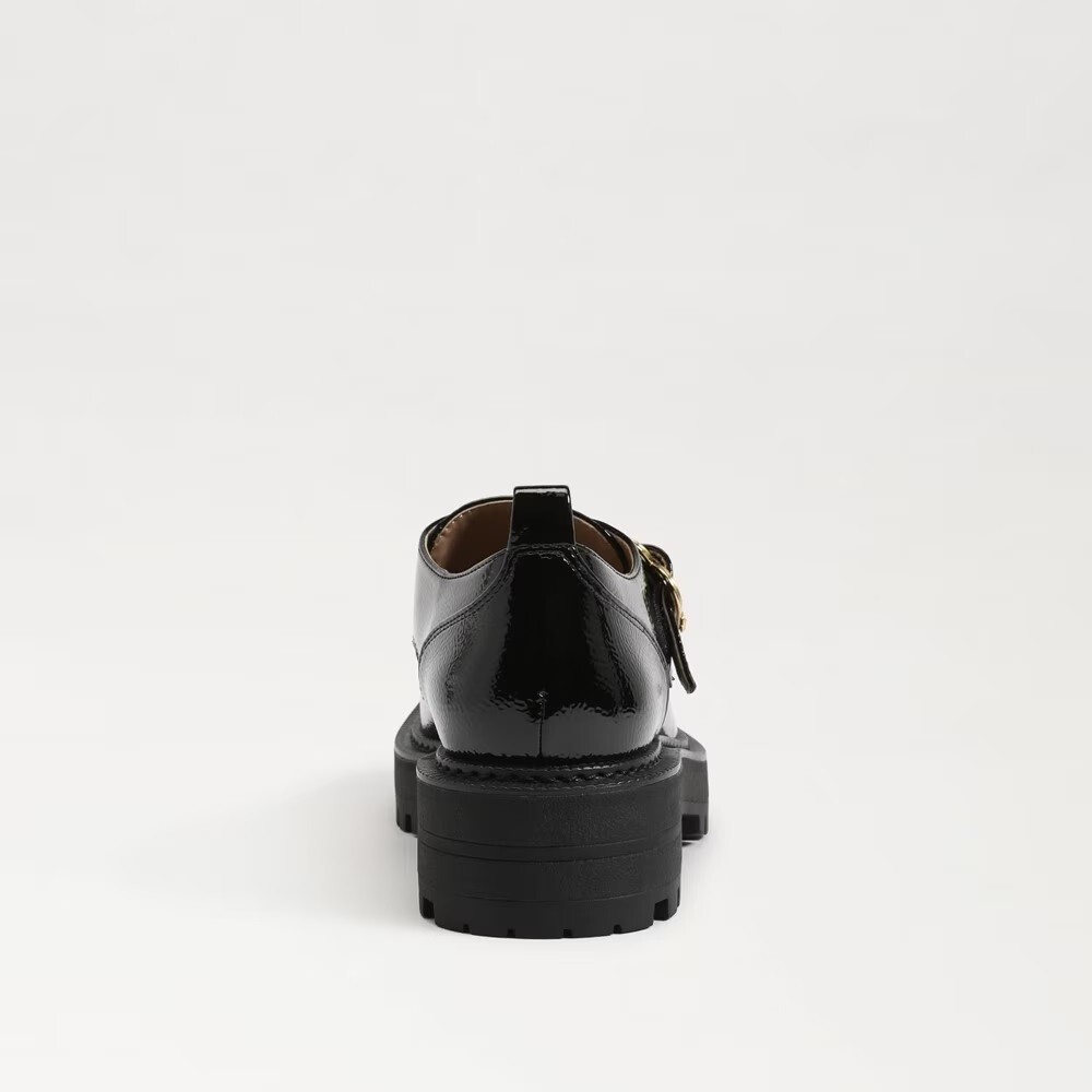 Sam Edelman Damen Lora Loafer – Schwarz Lack, Blockabsatz, Quadratische Zehe, Größe 36.5 EU