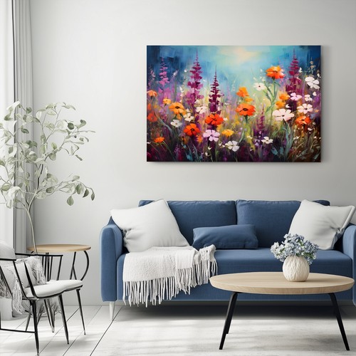 Pretty Wildflowers Oil Painting Print on Framed Canvas Floral Wall Art Botanical - Picture 8 of 8