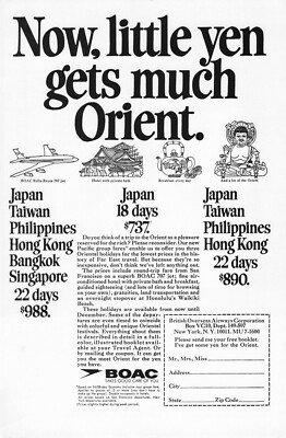 BOAC British Overseas Airways Corporation Orient Vintage Print Ad 