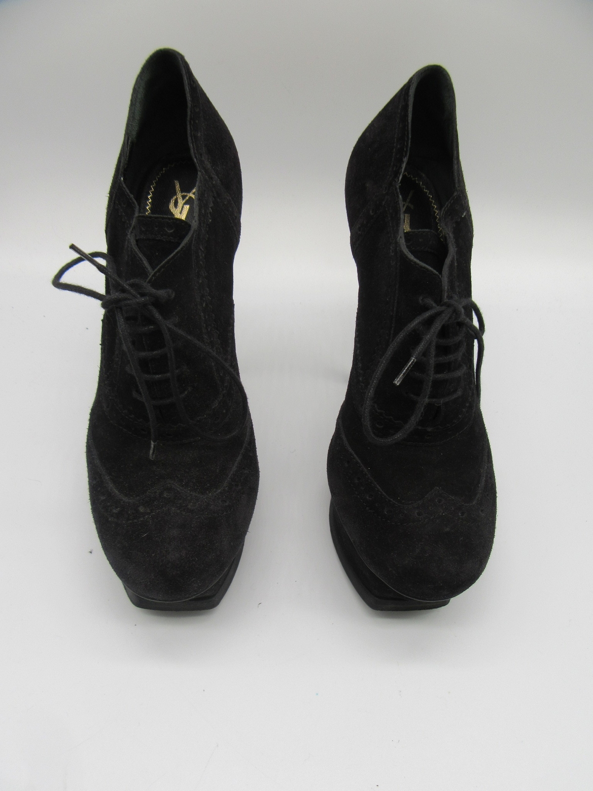 YVES SAINT LAURENT stivaletti neri tribute richel pelle scamosciata con lacci taglia 39 (DANNEGGIATI)