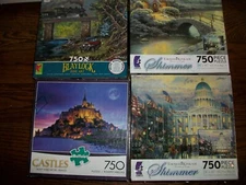 Lot of 4 Ceaco/Buffalo Games 750 pc Puzzles Thomas Kinkade/Ted Blaylock
