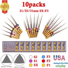 10Pks Dental Endo X-Pro Gold Taper Rotary Files SX-F3 Niti Files Tips 21/25/31MM