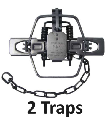 2 Duke #2 Coil Spring Trap (4 Coiled/Offset Jaws) Trapping Supplies 2 ...