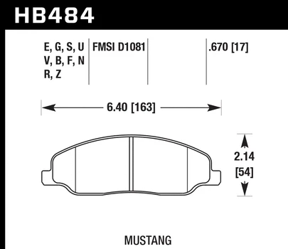 Pastillas de freno delanteras Hawk HB484Z.670 Performance cerámica para Ford Mustang 2006-2014 Foto 4 de 4