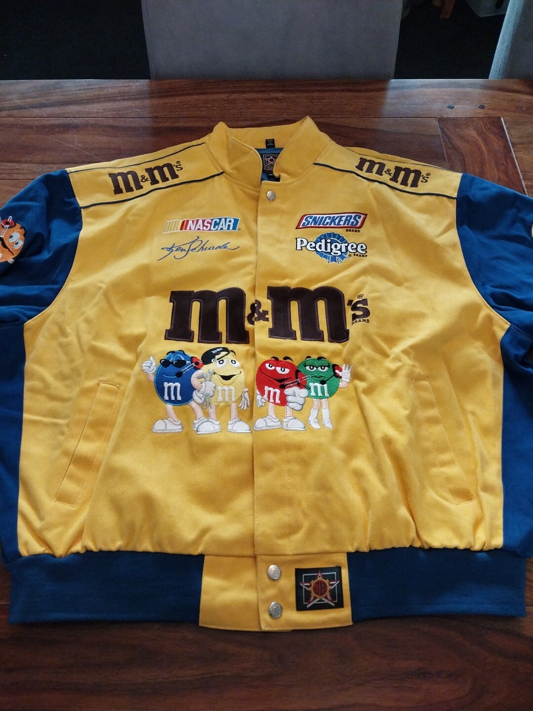 Vintage 2000s M&M Ken Schrader 36 Yellow Blue jacket 2XL JH Design