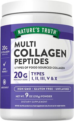 Multi Collagen Peptides Powder | 9 oz | Unflavored | Non-GMO | by Nature's Truth