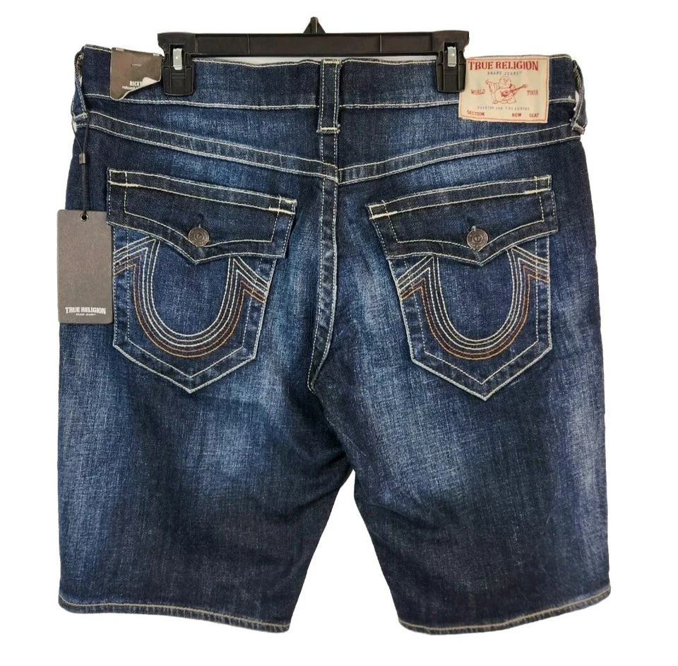 True Religion Men's Size 42 Ricky Shorts Relaxed Straight Blue  (41)