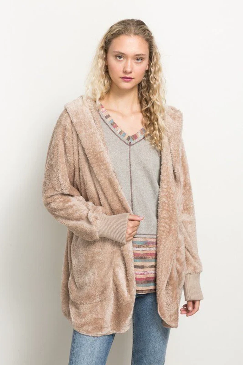Hem and thread fuzzy cardigan sale