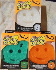 Lot 3 Scrub Daddy Halloween Ghost Pumpkin Green Monster Frankenstein Sponge Set