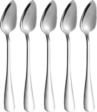 5 PCS Grapefruit Spoons, Stainless Steel Grapefruit Spoon Utensil Set, Serrated 