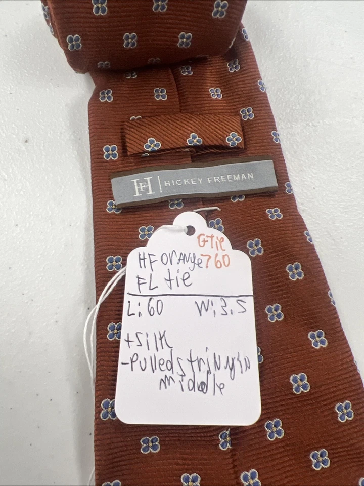 Corbata de cuello de seda floral naranja y azul Hickey Freeman para hombre $178 Foto 4 de 4