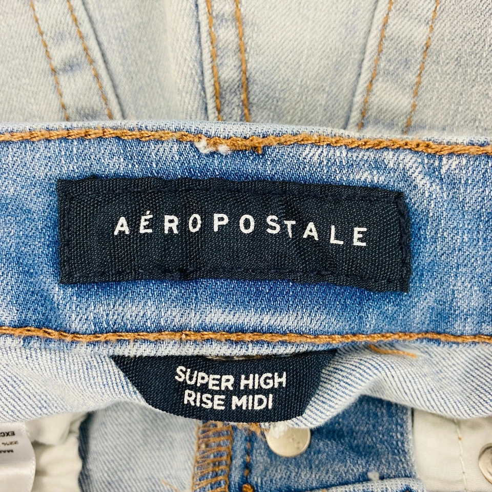Pantalones Cortos Aeropostale Aero Light Wash Super HR Midi Botón Mosca Puños Niñas 000 Foto 4 de 4