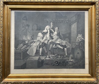 ANTIKER KUPFERSTICH CHARITY IN THE CELLAR NACH WILLIAM HOGARTH BRITISH LONDON 