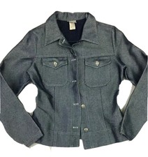 Vtg Finesse Usa Sheeny Blue Denim Jean Jacket Button Front Size Small