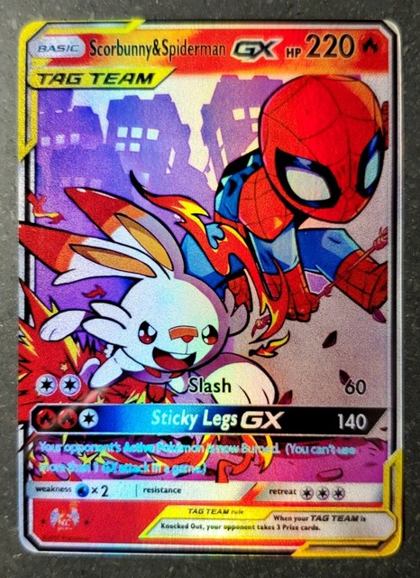 POKEMON: SCORBUNNY & SPIDER-MAN GX CUSTOM HANDMADE ORICA CARD NOT TCG