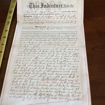 1897 Indenture Hand Written Franklin Township Gloucester NJ Alfred B Richman