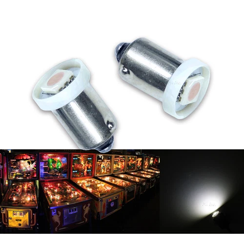 10x #1893 #44 #47 #1847 BA9S 1 SMD LED Pinball Machine Light Bulb White 6.3V P3