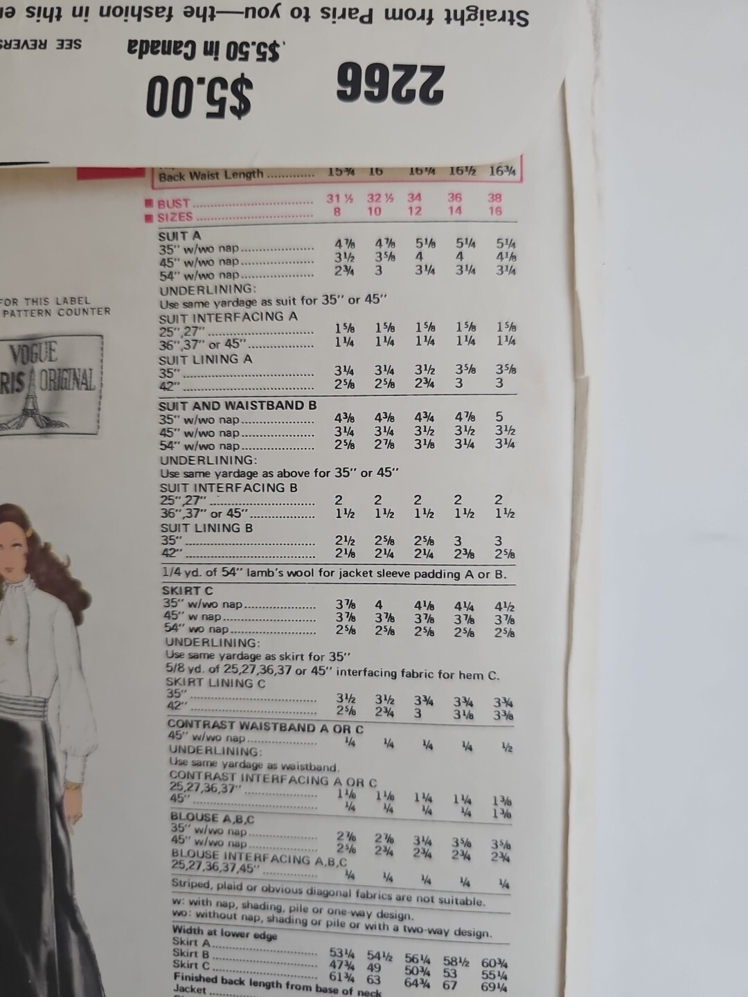 Tuta e camicetta Vogue Paris originale 2266 YSL non tagliata F F taglia 8 Yves Saint Laurent