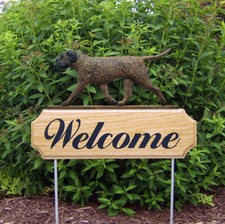 Bull Mastiff Wood Welcome Outdoor Sign Brindle