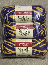 3 Premier Yarn Starbella Stripes 17-8 Medal 3.5 oz 33 yds/ea 100% Acrylic Skeins